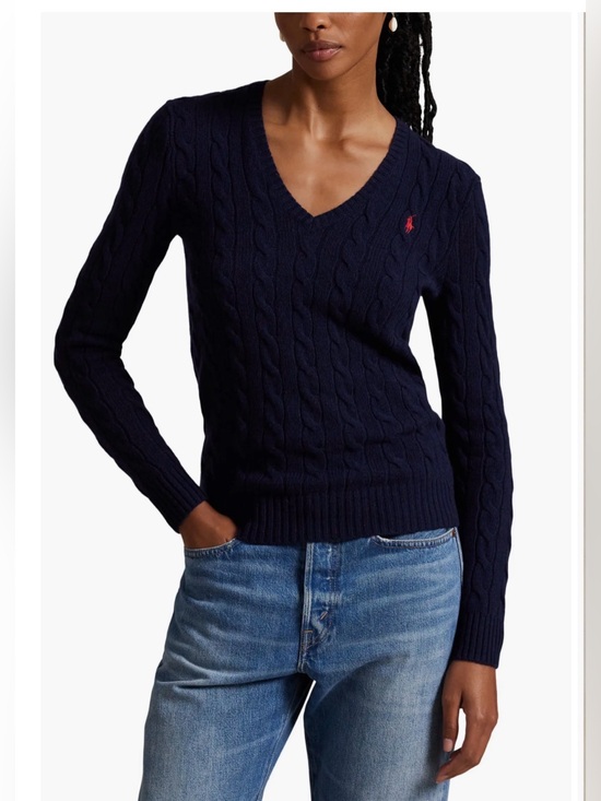 Polo Ralph Lauren Sweaters - Polo Ralph Lauren Women’s Cable-Knit Wool-Cashmere V-Neck Sweater Size XL